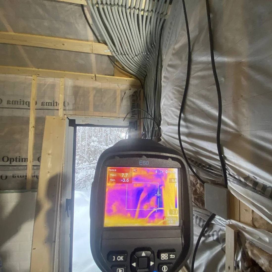 Реальное тепловизионное обследование узлов частного дома прибором FLIR E60